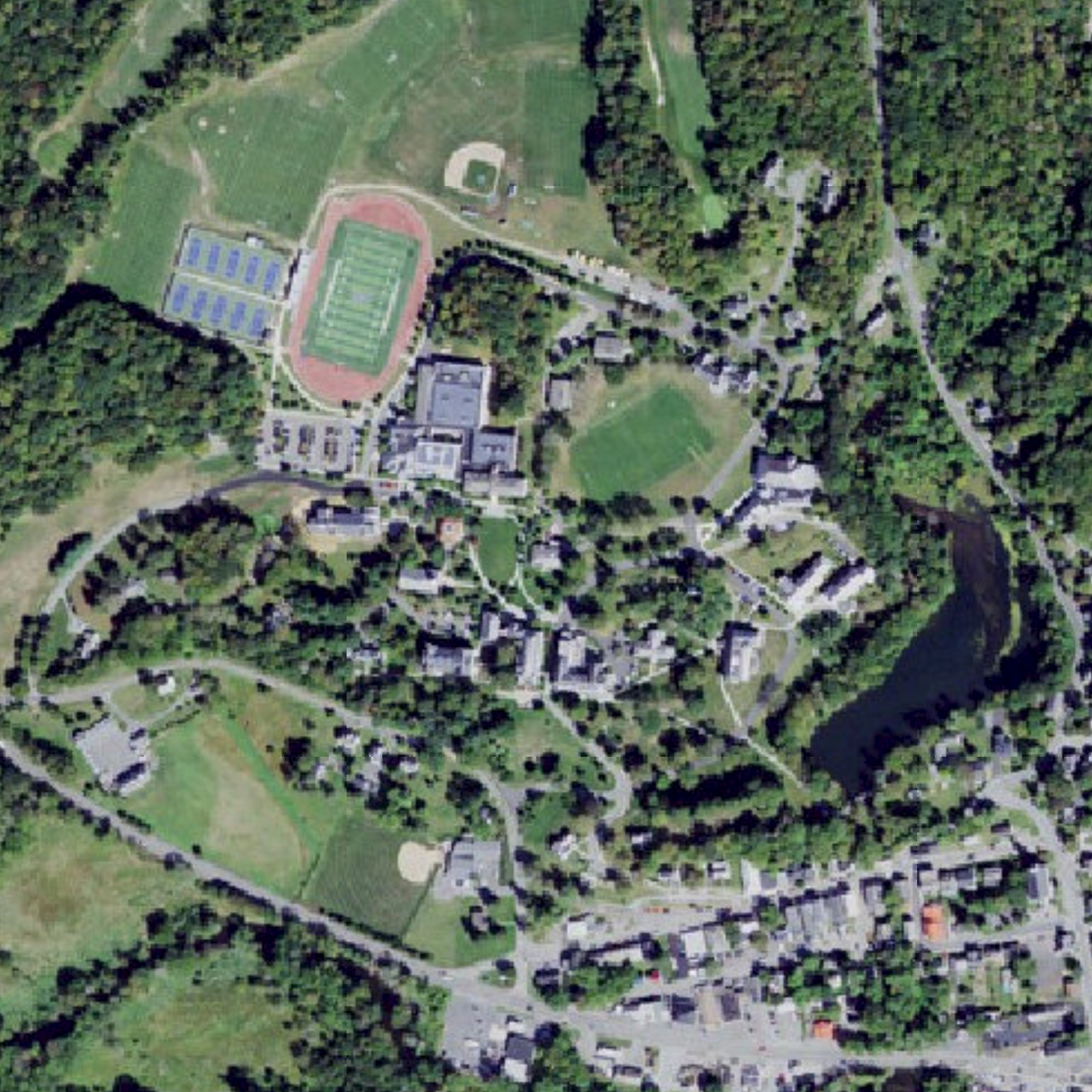 Aerial photograph of Blair Academy with the selected day plotted across campus
